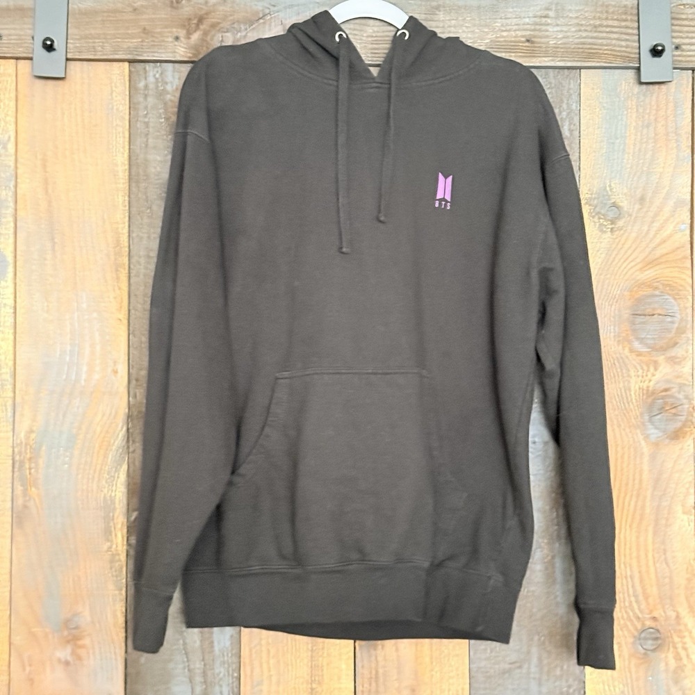 BTS Hoodie BT21 Black Hooded Sweatshirt Size Large K-Pop - Picture 4 of 7